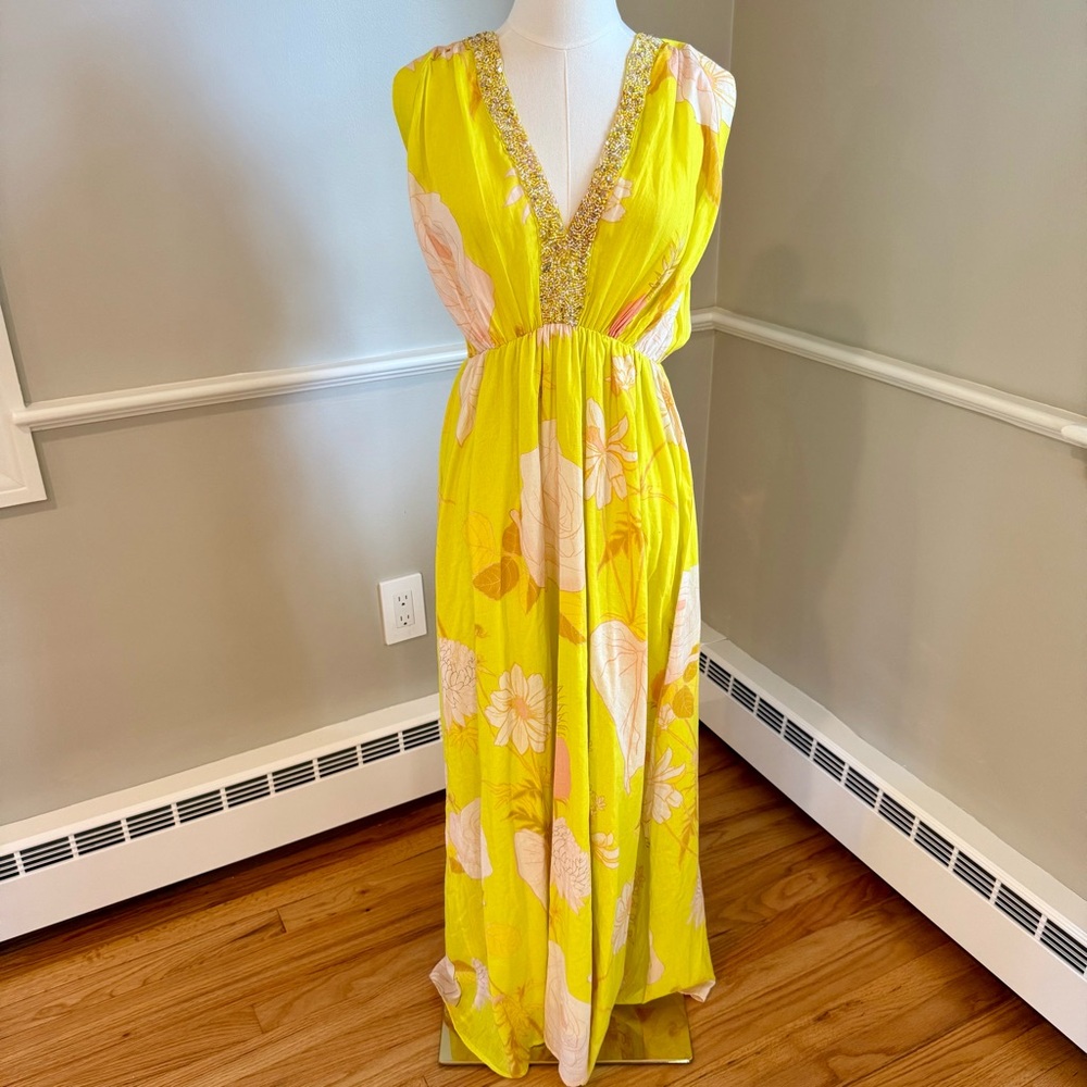 NWT SMF Yellow Floral Maxi Dress